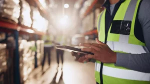 Industrial distributor using tablet for SAP Business One self-service ecommerce ordering in warehouse