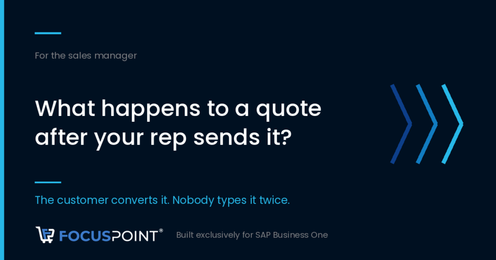 Proceso de «presupuesto a pedido» de SAP Business One, en el que se muestra un presupuesto de un comercial convertido en línea por el cliente